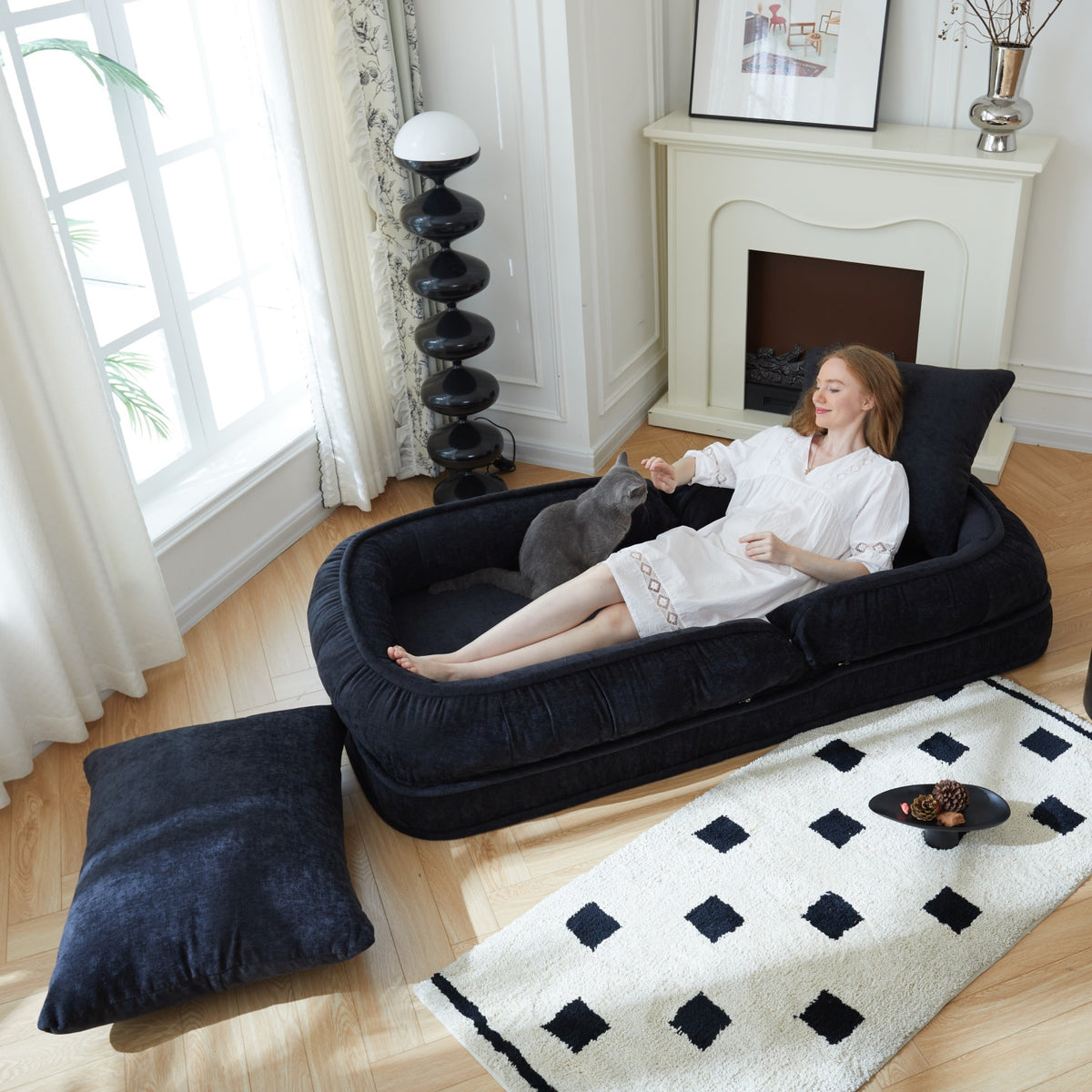 Nestora™️ 3-In-1 Folding Sofa Bed Versatile Couch Black