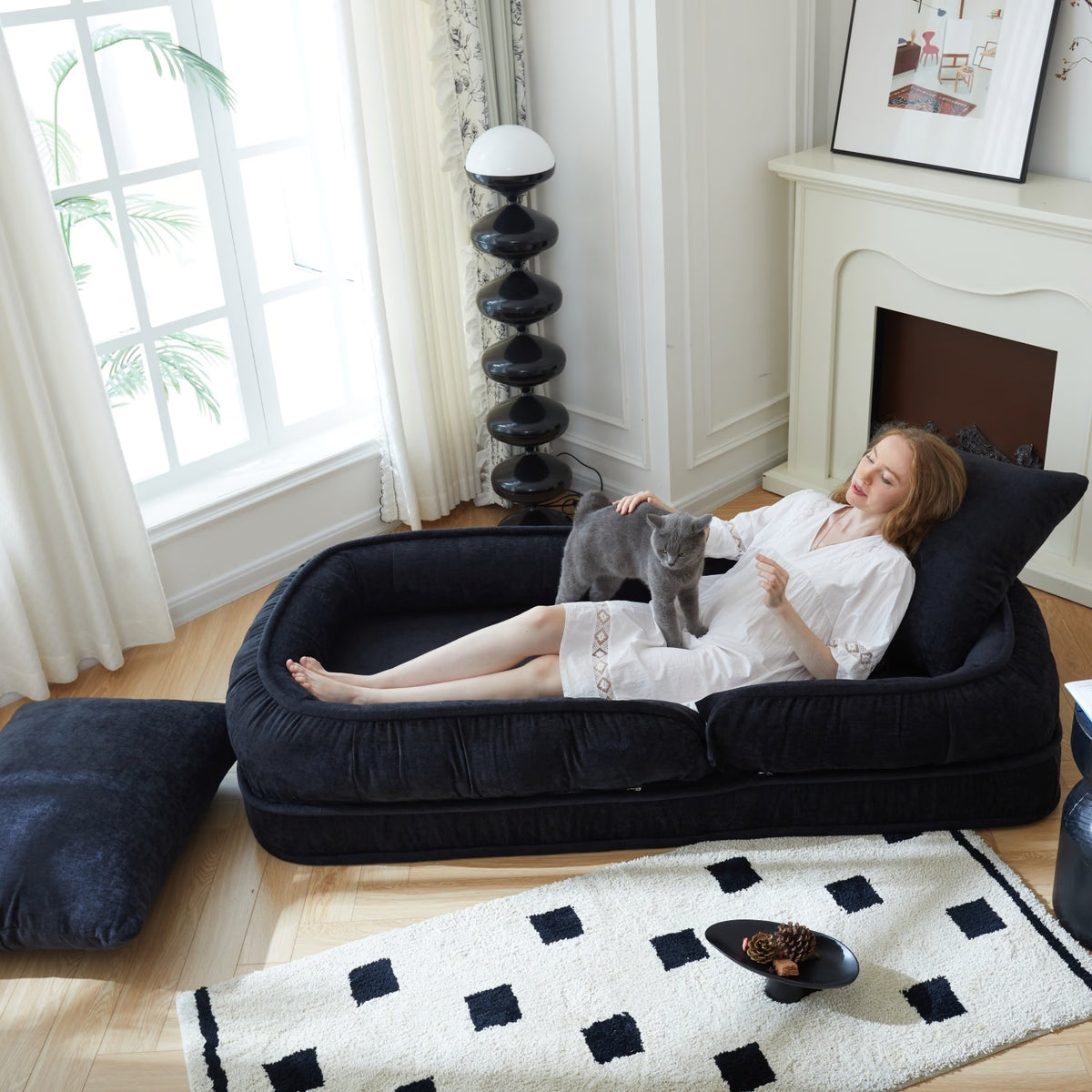 Nestora™️ 3-In-1 Folding Sofa Bed Versatile Couch Black